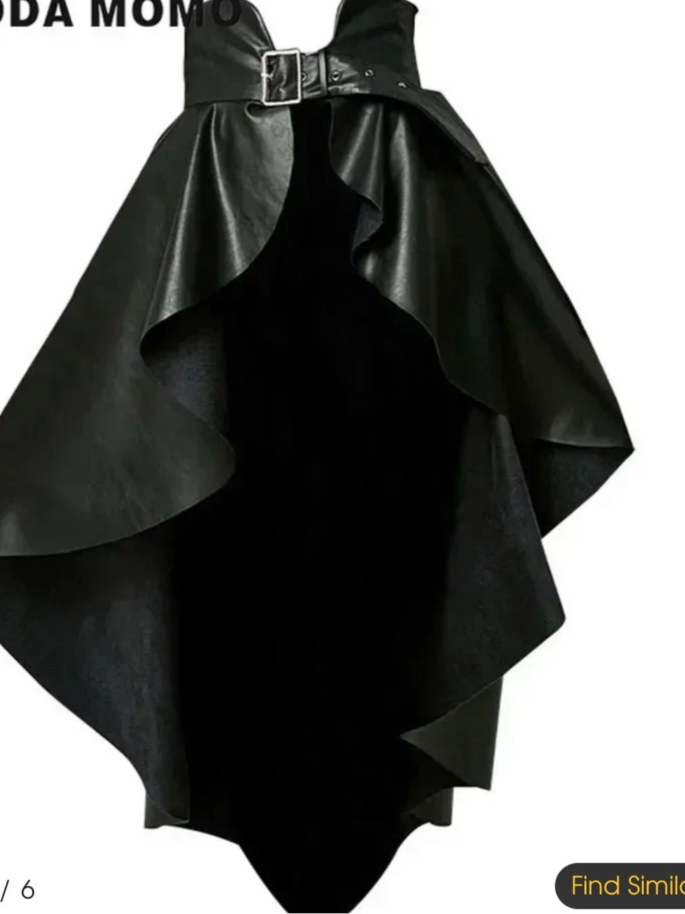 Black High Waist Faux-Leather High-Low overskirt with buckle belt Plus Size NWT
